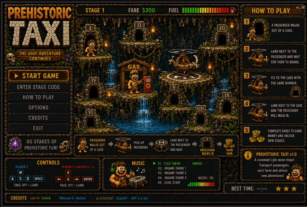 Prehistoric Taxi - Main Menu